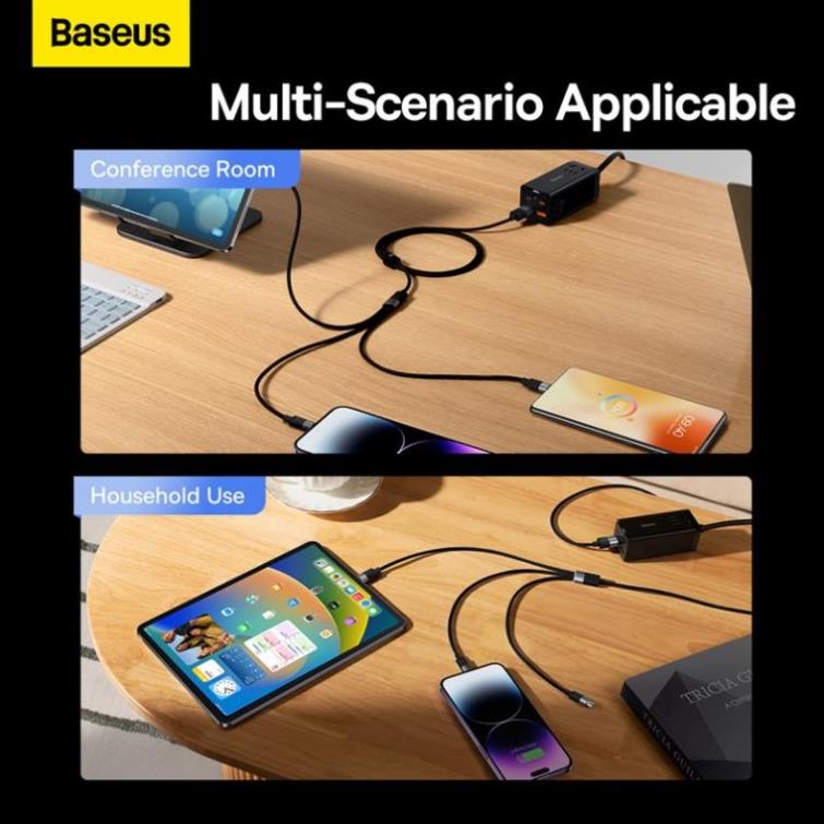 Dây Cáp Sạc Baseus 3 Trong 1 USB C Cho iPhone 3.5A Samsung Xiaomi