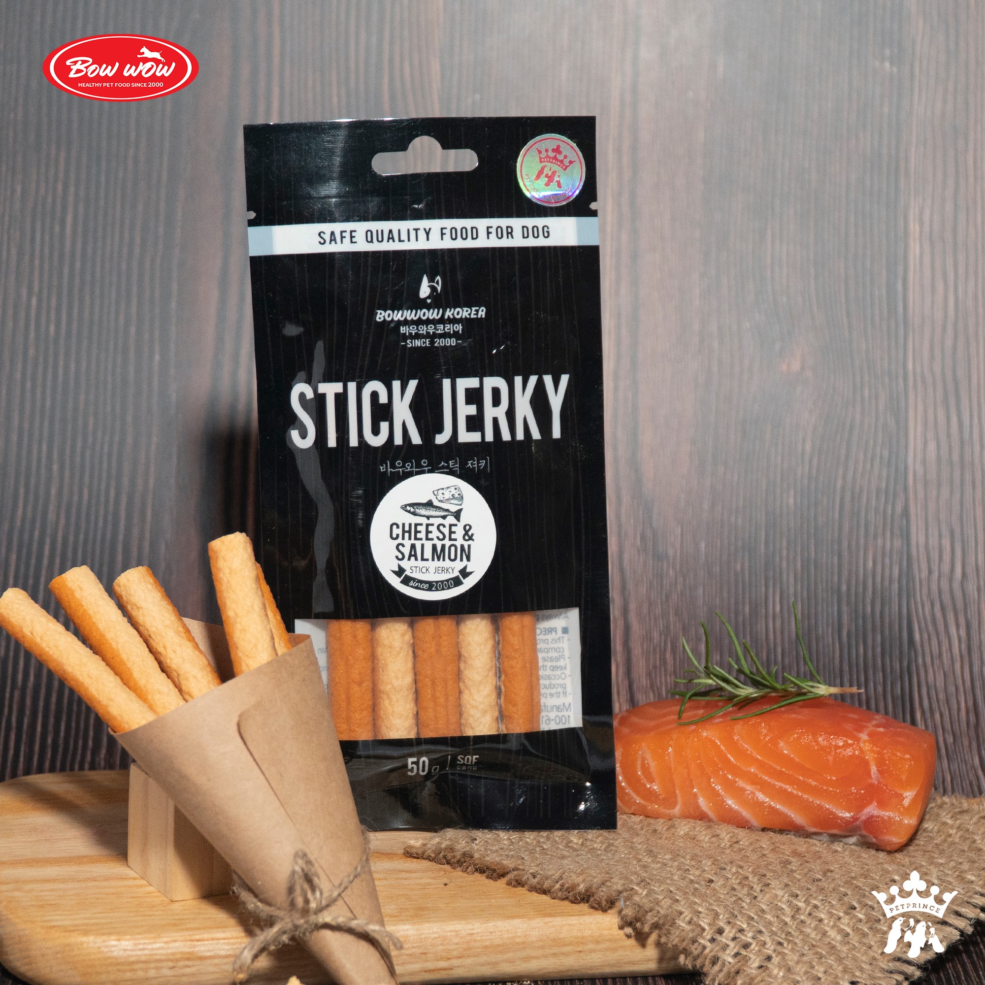 phô mai & cá hồi que 50gr Bowwow dành cho chó - T3 PETS SHOP