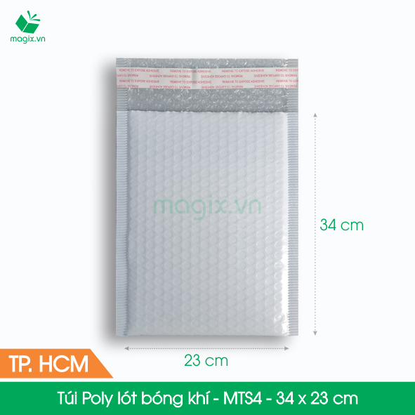 MTS4 - 34 x 23 cm (A4 size) - Combo 60 Túi Poly bọc xốp hơi thay hộp carton