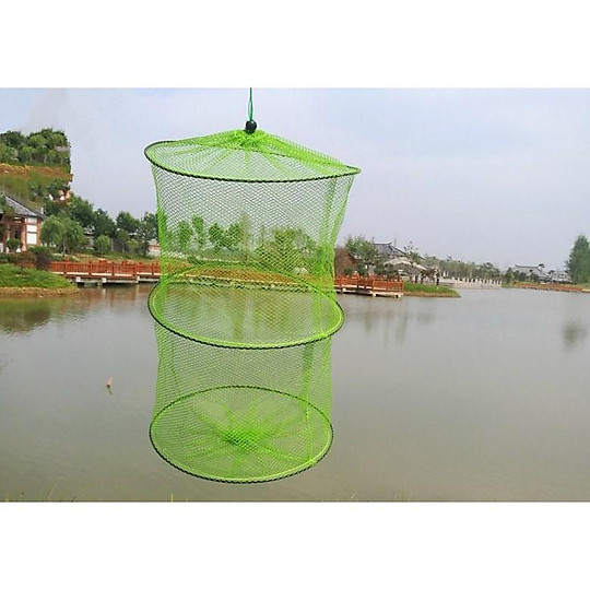 Vợt Cá Gấp Gọn Vành 40cm cán Tròn nhôm 1m7 chốt vặn chắc chắn, Vợt thủy sinh lưới mắt nhỏ cán dài