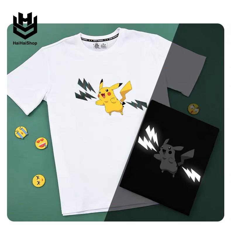 [HCM]Áo Thun Phản Quang Dẻo Pikachu  Cotton 75% Form Rộng Unisex Nam Nữ Rẻ Đẹp HaiHaiShop Ken T-Shirt.