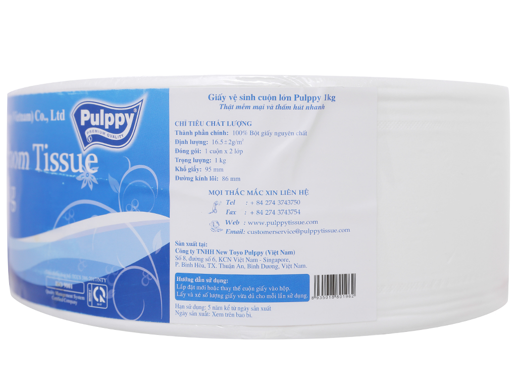 Giấy vệ sinh cuộn lớn Pulppy 2 lớp 1kg