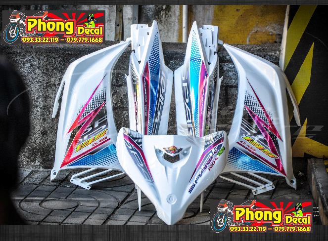 Tem rời exciter spark 135 dán xe trắng - tem chuẩn không phai màu