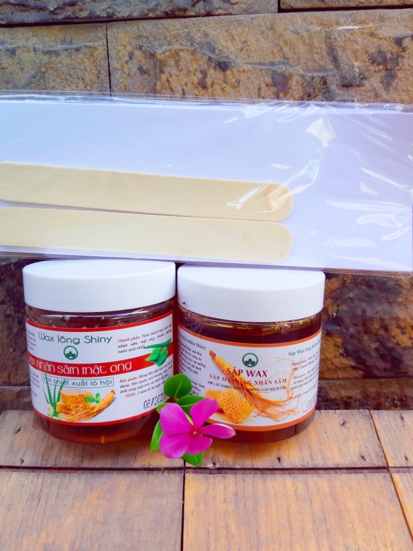 Wax lạnh mật ong nhân sâm lô hội SHINY handmade tặng kèm dụng cụ wax, Tẩy sạch mọi vùng lông