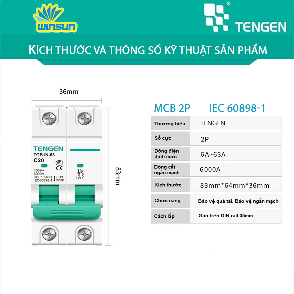 Cầu dao tự động aptomat tép TENGEN