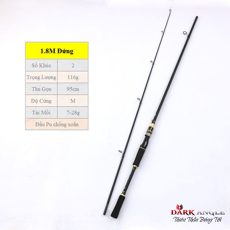 Cần câu Lure Wings Dark Angle - Cần máy đứng máy ngang đủ size chuyên câu lure - BB26