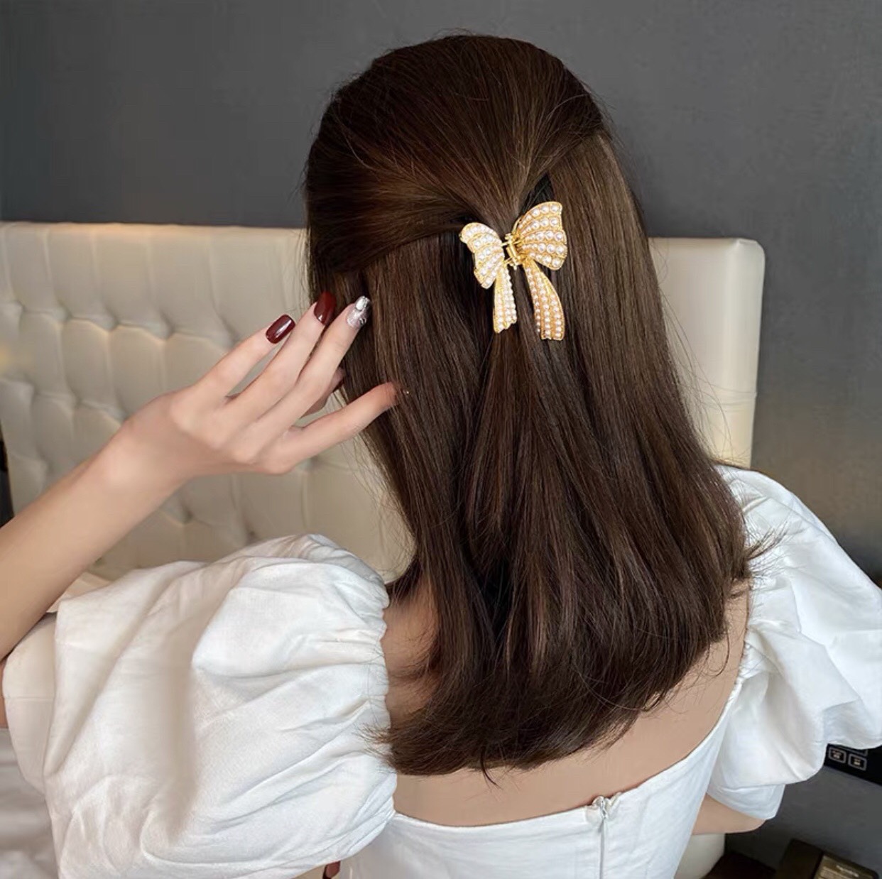 Kẹp Tóc Nơ Đính Đá Cao Cấp - phukienteen