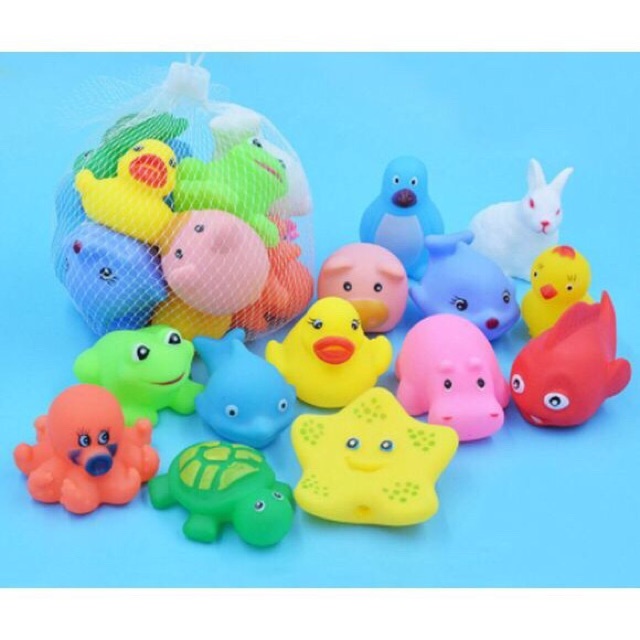 Set 13 con thú thả chậu tắm bóp chip chip cho bé