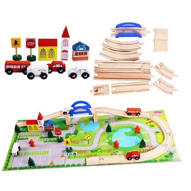 Mô hình thành phố bằng gỗ 40 chi tiết TO ĐẸP cho bé sáng tạo