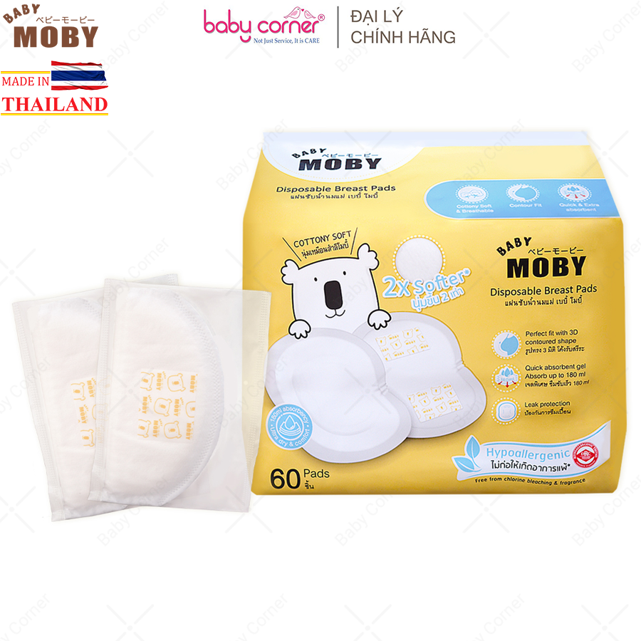 [HSD: T9/2026] Miếng Lót Thấm Sữa MOBY BABY Thái Lan, Gói 20 Miếng/ 60 Miếng