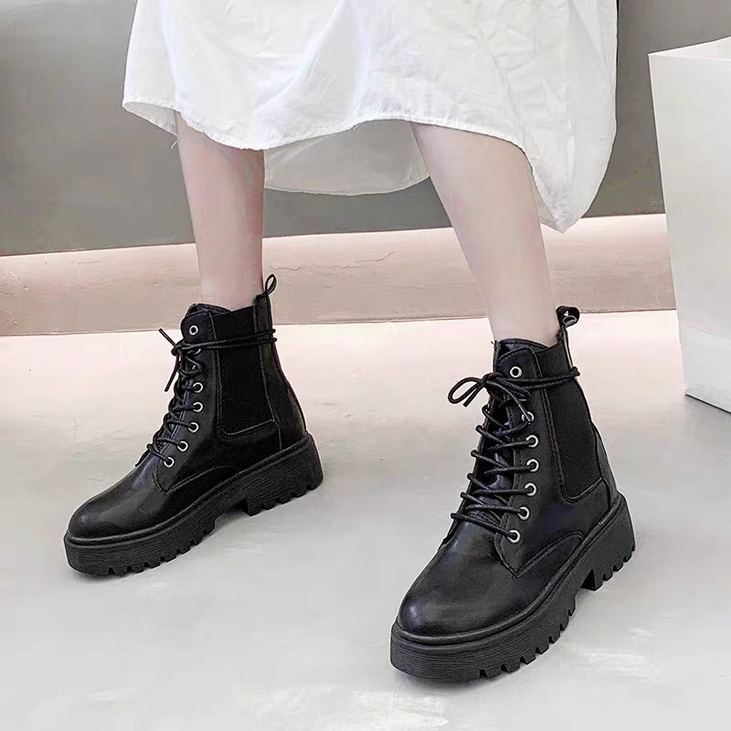 giày bốt nữ/boot nữ chiến binh phối len siêu đẹp kèm clip