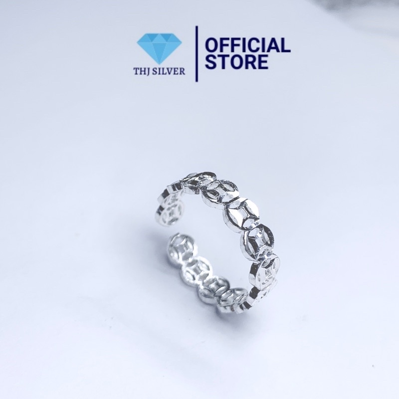 Nhẫn kim tiền bạc ta dạng hở bóng đẹp hàng loại 1 dầy dặn