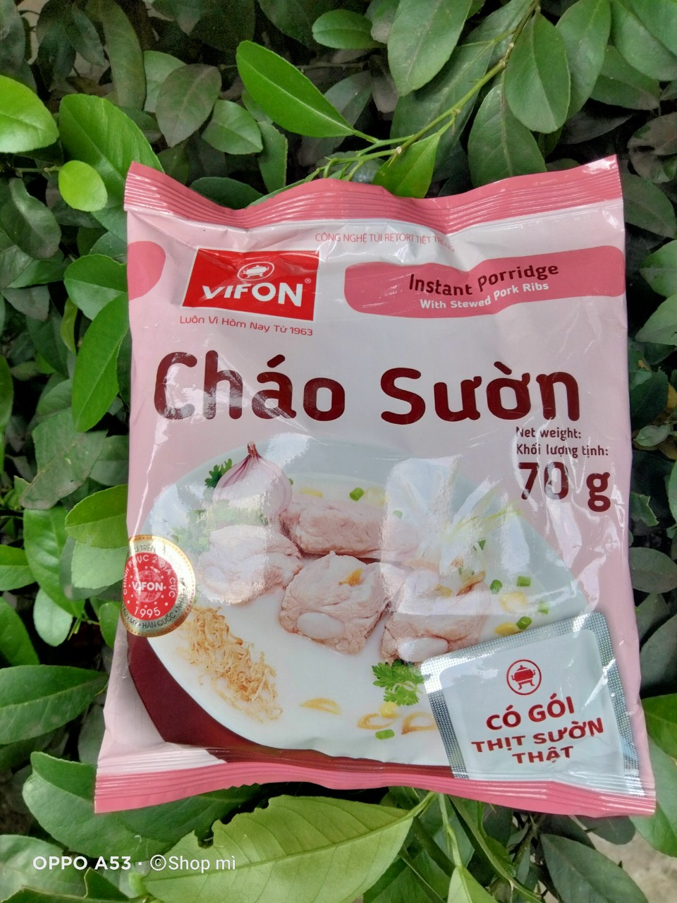 Combo 5 gói cháo VIFON 4 vị (Sườn, Thịt bằm, Gà, Nấm) 70gr - Có thịt thật