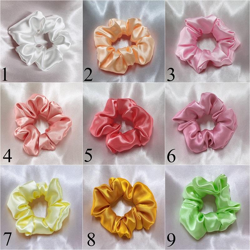 [HCM]Dây Cột Tóc Vải Cột Scrunchies Satin Lụa Phi Bóng Mềm Màu Vintage Pastel
