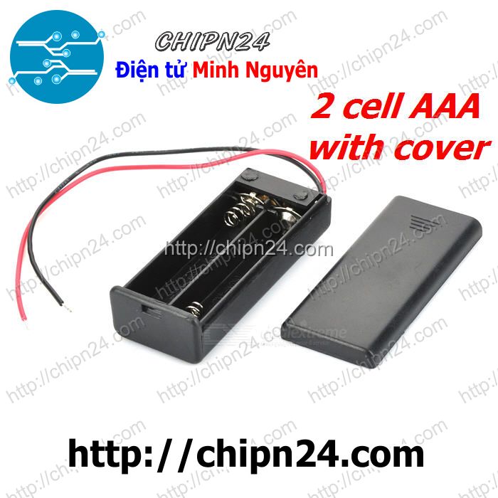 [1 cái] (C69) Hộp Đế pin 2 viên AAA (có nắp, có công tắc)