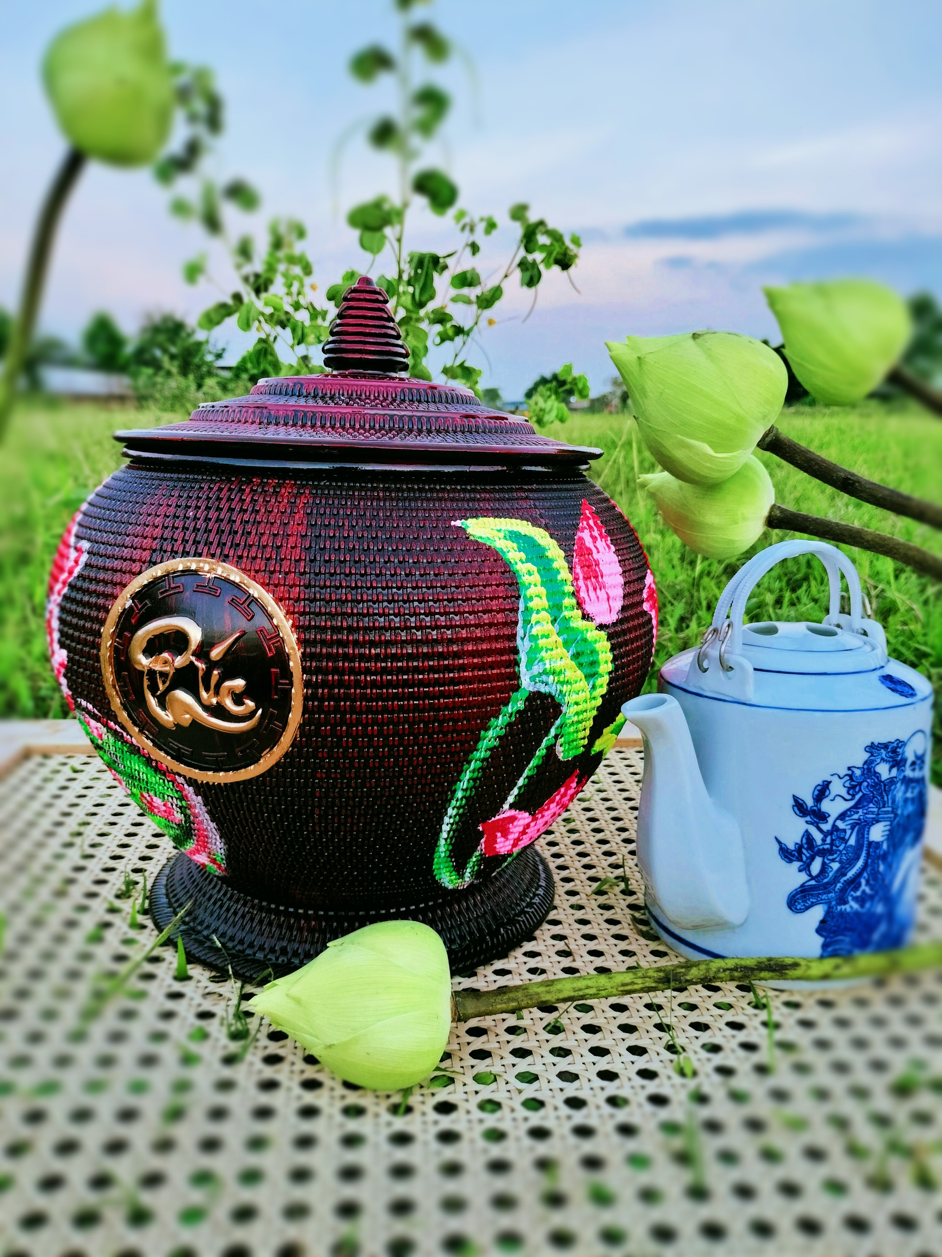 COMBO  GIỎ + ẤM TÍCH. LOẠI 1,5 LÍT