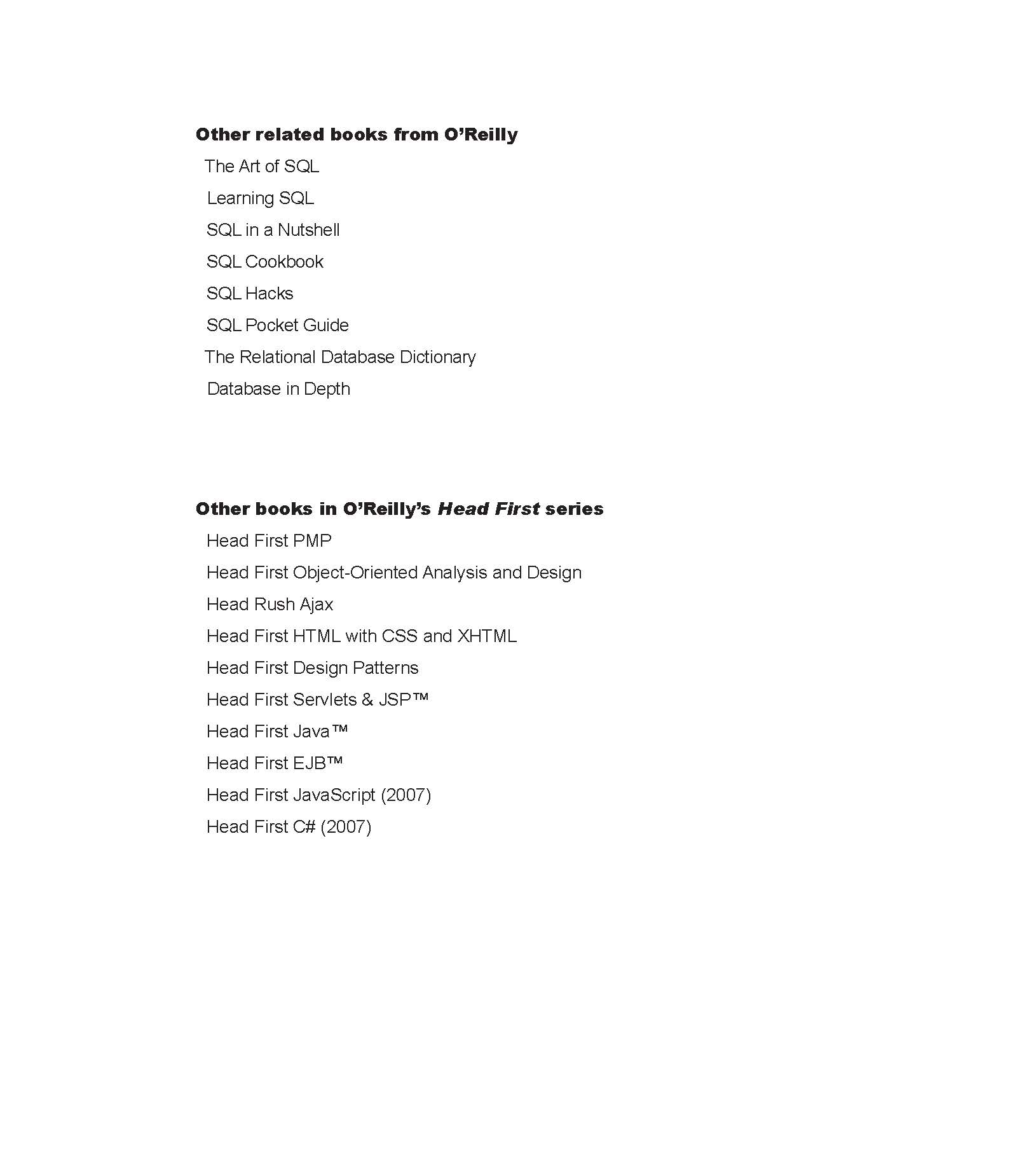 Head First SQL
