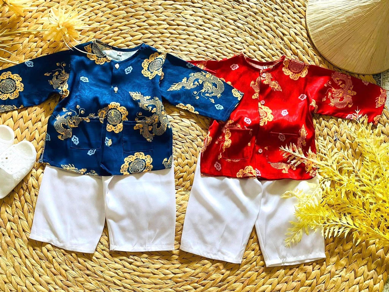 BỘ BÀ BA LỤA HOẠ TIẾT CHO BÉ
