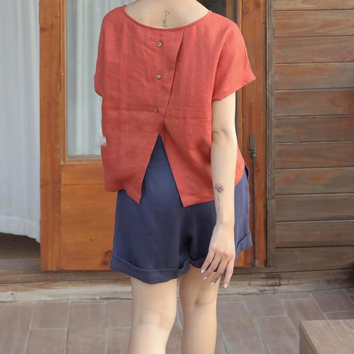 Quần short nữ Linen bột premium gấu lơ vê