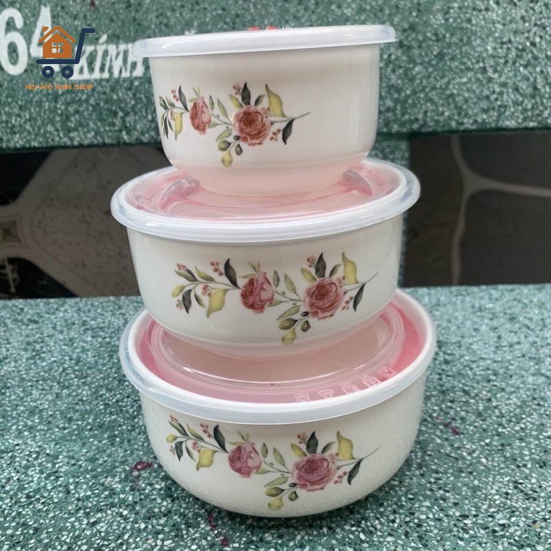 Bộ 2 Thố, 3 Thố Sứ Tô Sứ Nắp Hút Chân Không - Hoạ Tiết NGẪU NHIÊN