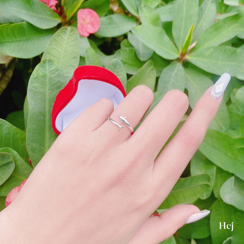 nhẫn cá heo xinh bạc ta cho nữ lại free size