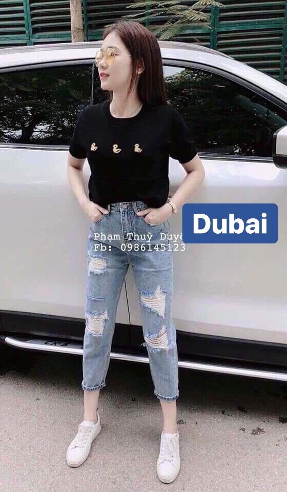 QUẦN JEAN BAGGY NỮ XANH NHẠT CẠP RÁCH LƯNG CAO NÂNG MÔNG NHẬT BẢN D-3081 CAO CẤP - DUBAI FASHION