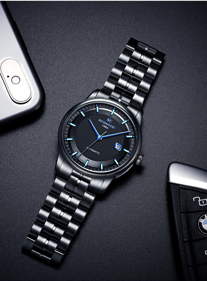 Đồng hồ Nam ROMATIC 1986 Máy GERMANY, Khóa Bướm Cao Cấp, Dây Thép Đúc Đặc Không Gỉ