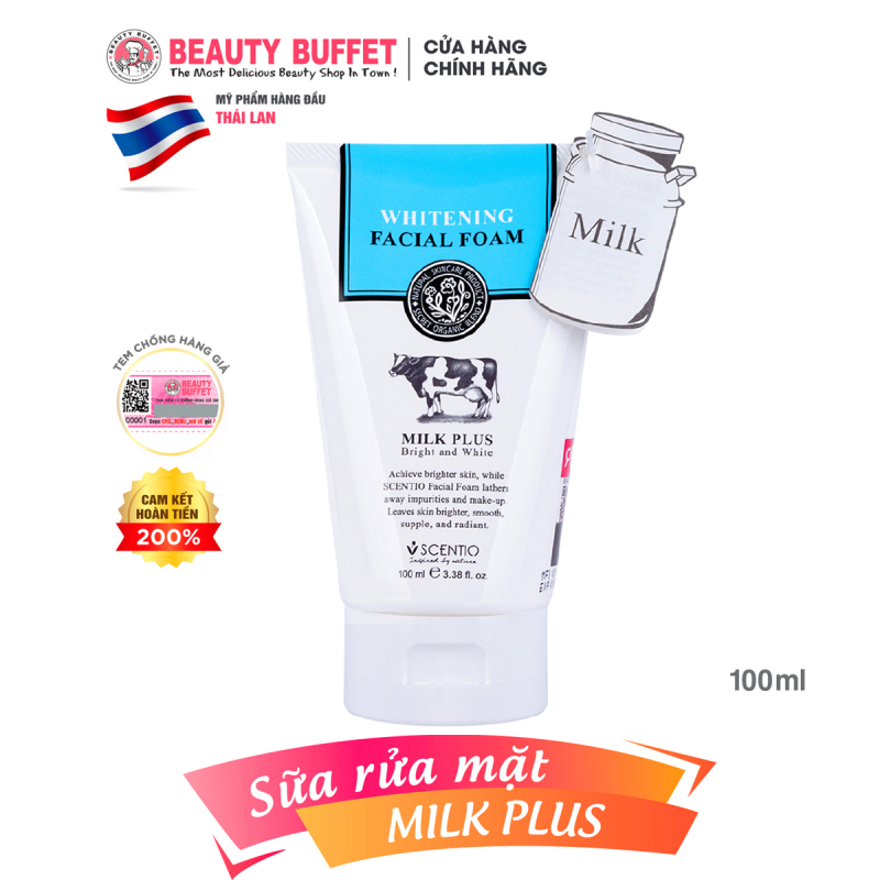 Sữa rửa mặt tạo bọt dưỡng trắng và trẻ hoá da Scentio Milk Plus 100ml giá rẻ