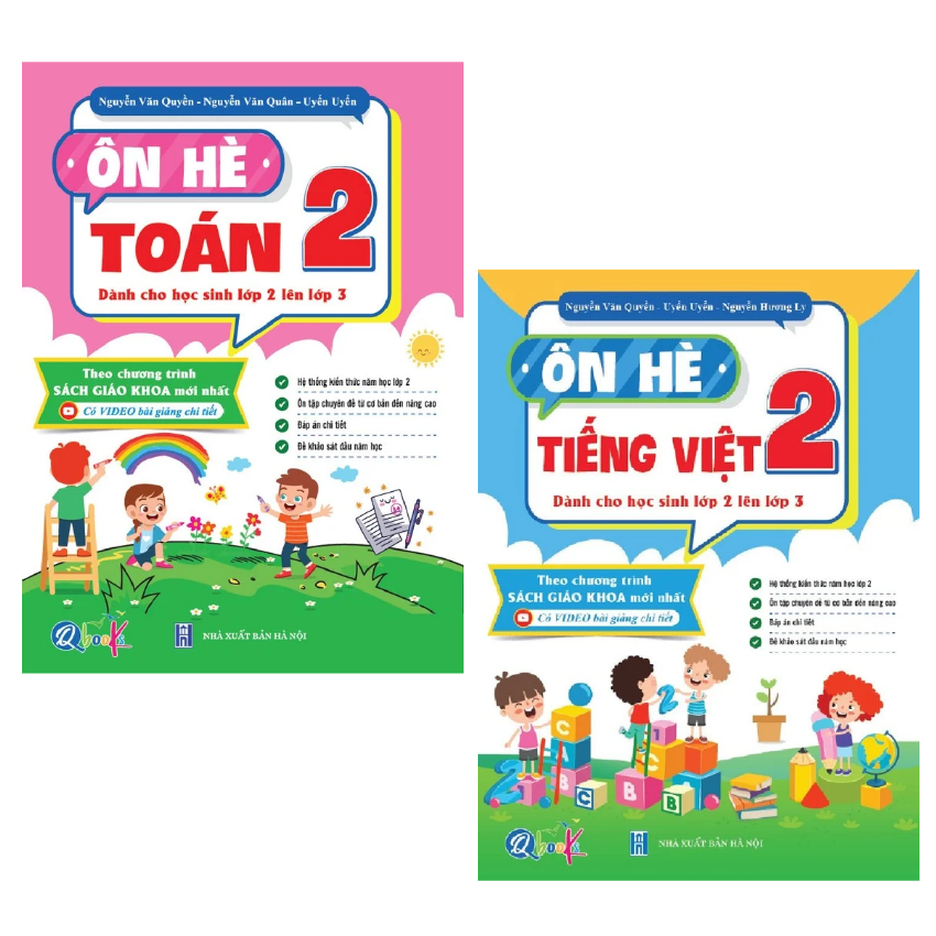 SÁCH - combo 2 quyển ôn hè toán và tiếng việt 2 - dành cho hs từ lớp 2 lên lớp 3