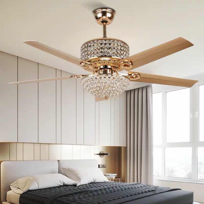 Ceiling Fan Chao crystal [code K781- Promax] 3 modes light fluke lamp trangtrí living room, restaurant, cafe shop [warranty 5 years]