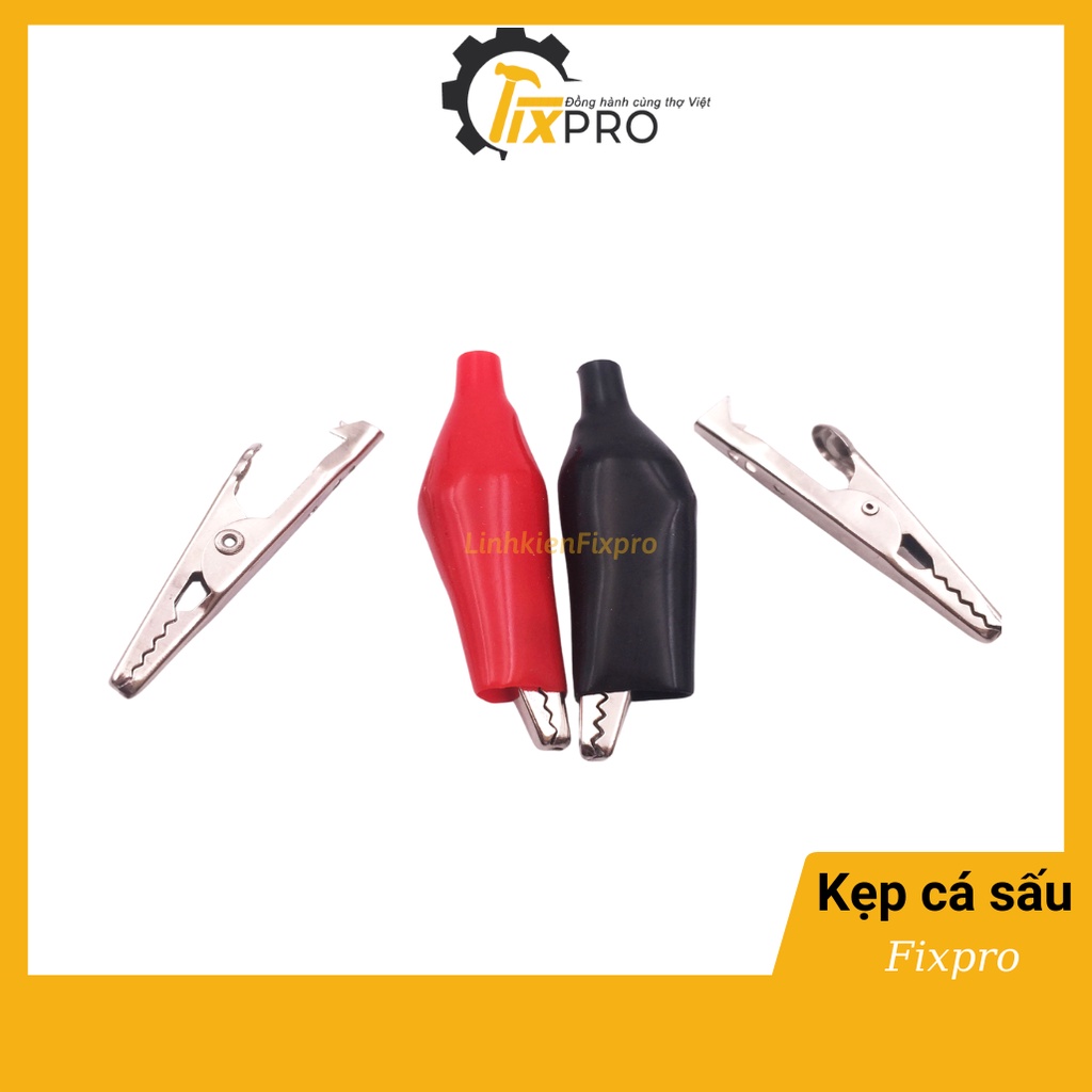 ( 5 chiếc ) Đầu Kẹp Cá Sấu 2 Màu Đỏ Đen Nhiều Kích Thước - Fixpro