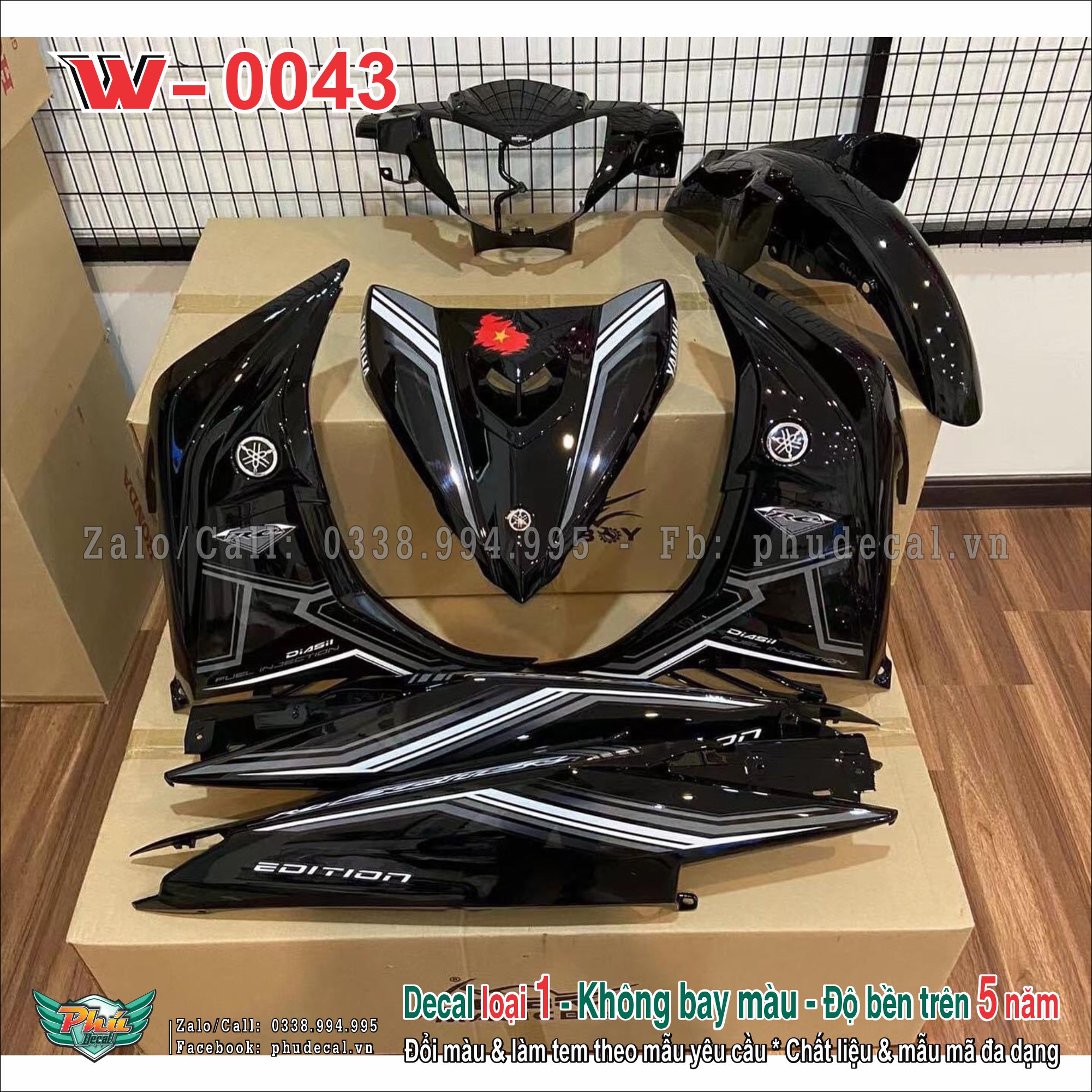 Tem rời Exciter 135 Trắng đen