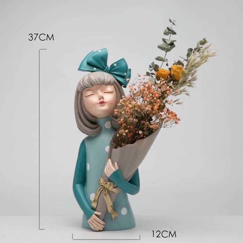 Lọ hoa bình hoa cô gái decor