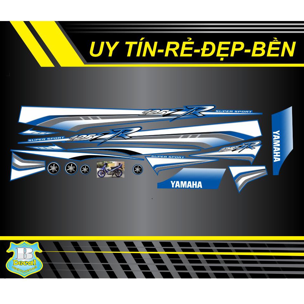 Tem rời Yaz 125zr trắng xanh