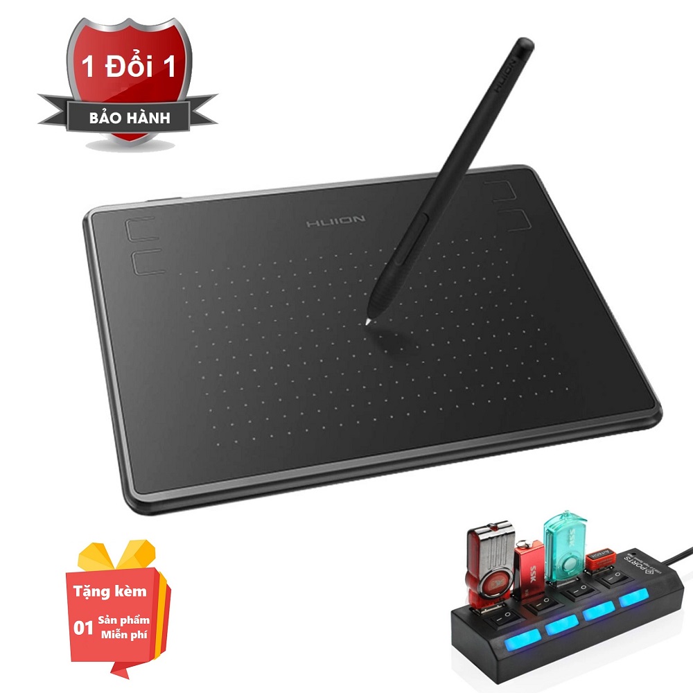 ( Quà tặng kèm Hub chia 4 cổng Usb có công tắc ) Bảng vẽ điện tử Huion H430P - Bảng vẽ cảm ứng HUION H430P kèm bút vẽ không cần pin - Bảng vẽ đồ họa - Bảng vẽ máy tính