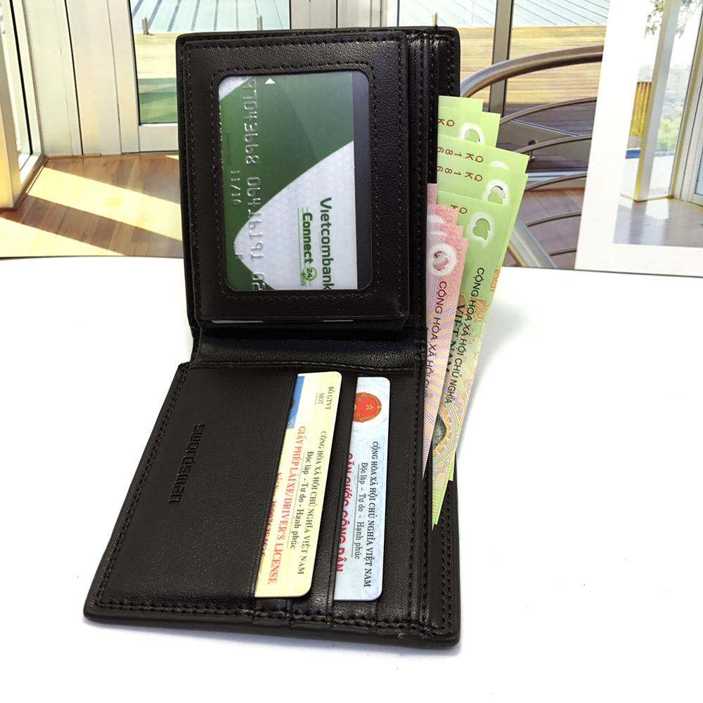 Ví / bóp da nam cao cấp Chất liệu da mượt mà Kích thước 12cmx9.5cm thoải mái cho việc để các giấy tờ tùy thân và thẻ ATM (Full hộp túi làm quà tặng)