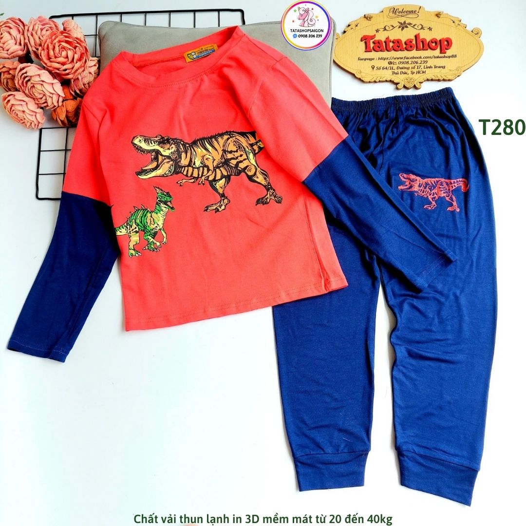 [21 40kg] Bộ quần áo thu đông cho bé trai dài tay size đại chất cotton mềm mát T280