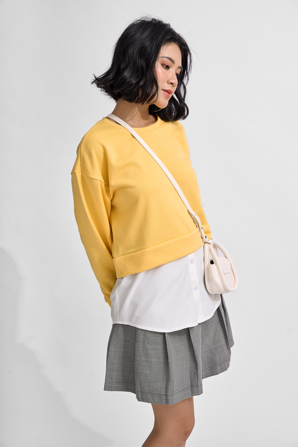 [NHẬP MÃ NOVFALAZSOCIAL02 GIẢM 40K ĐƠN 199K  ] Áo sweater Maybi suông thun phối lai sơmi