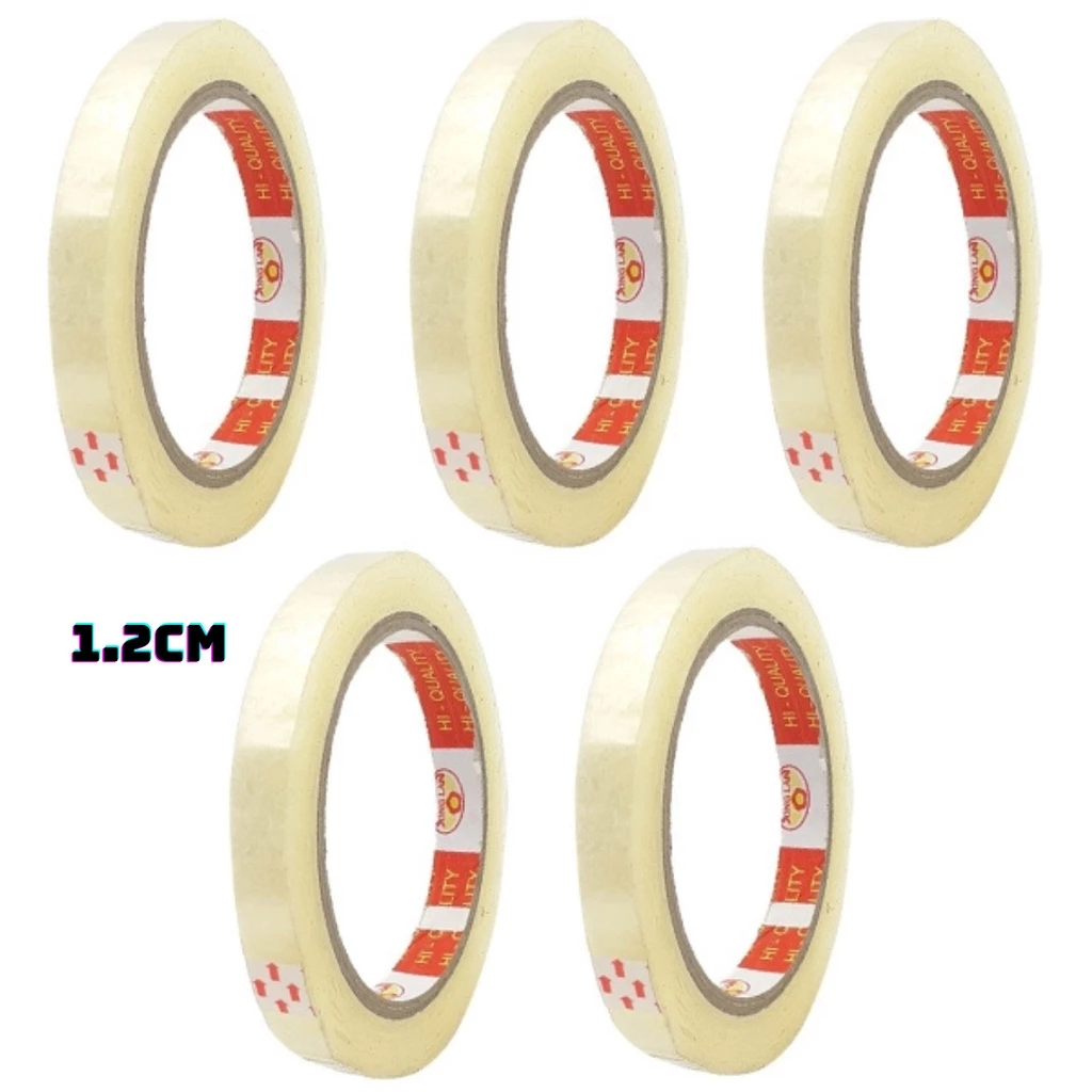Combo 10 Cuộn Băng keo trong 1.2cm và 2.4cm lõi lớn, dùng dán quà, độ dính cao