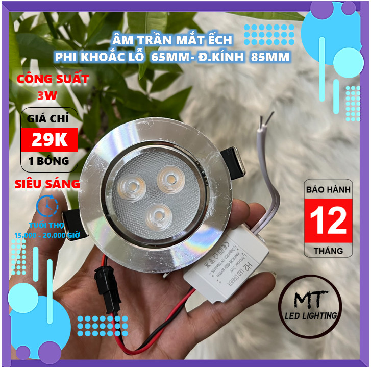 [HCM]Đèn led âm trần 3w mắt ếch PHI 65mm