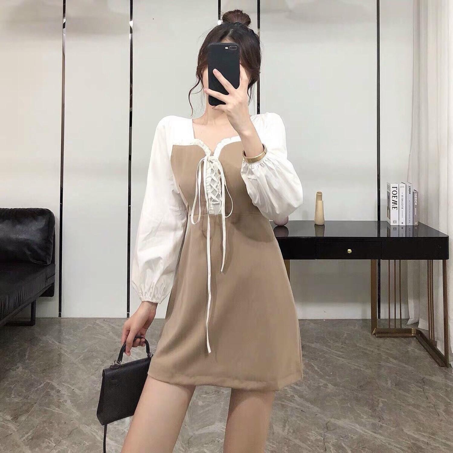 [Siêu Sale 12.12] Set Váy Caro Nút Giữa Nữ Chất Liệu Kate HotTrending!