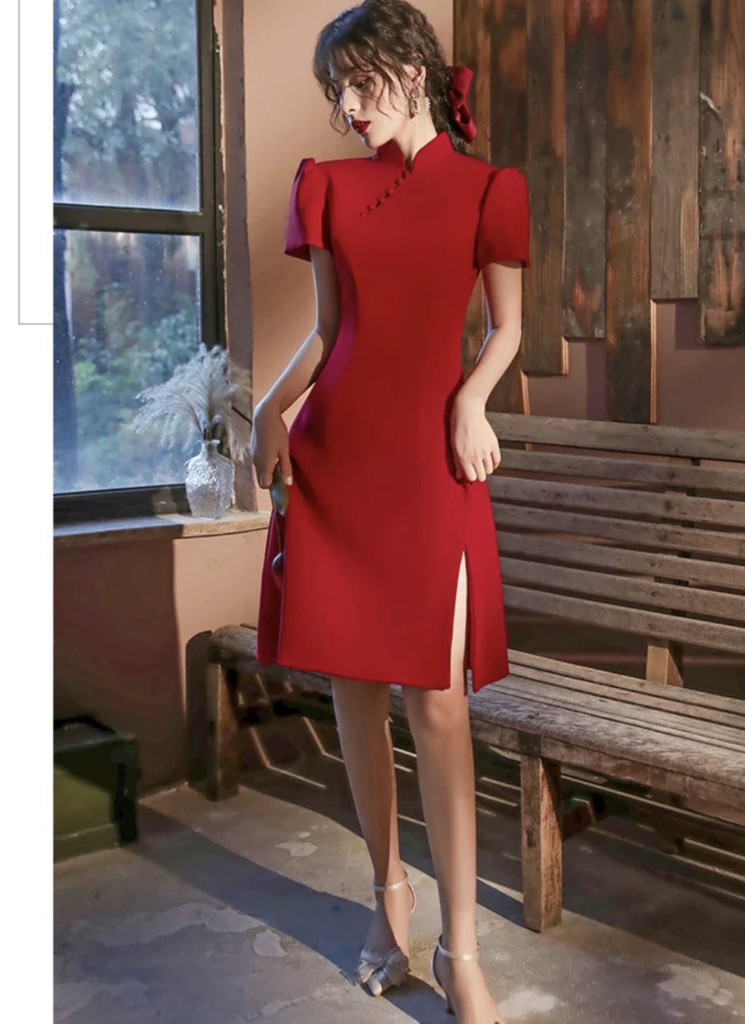 Sườn Xám Đỏ Dáng Ngắn 40-70 Kg