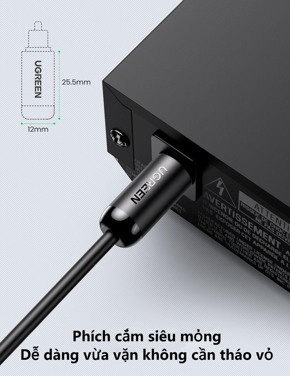 Cáp audio quang Toslink Optical hỗ trợ âm thanh 5.1/ 7.1 UGREEN