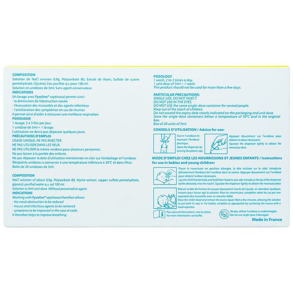 Dung Dịch Fysoline Gifrer (Hộp Vàng 20 Ống X 5Ml) - Vệ Sinh Mắt, Mũi Bé