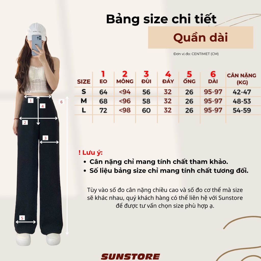 Quần ống rộng nữ lưng cạp cao vải culottes khoá sườn dáng suông dài chất dày màu đen be OriPant Q34 - Sunstore