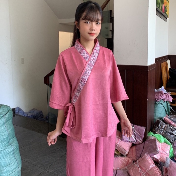 Quần Áo Phật Tử, Đồ Lam Phật Đi Chùa Nữ, đồ bộ mặc nhà Nữ mã PN51A