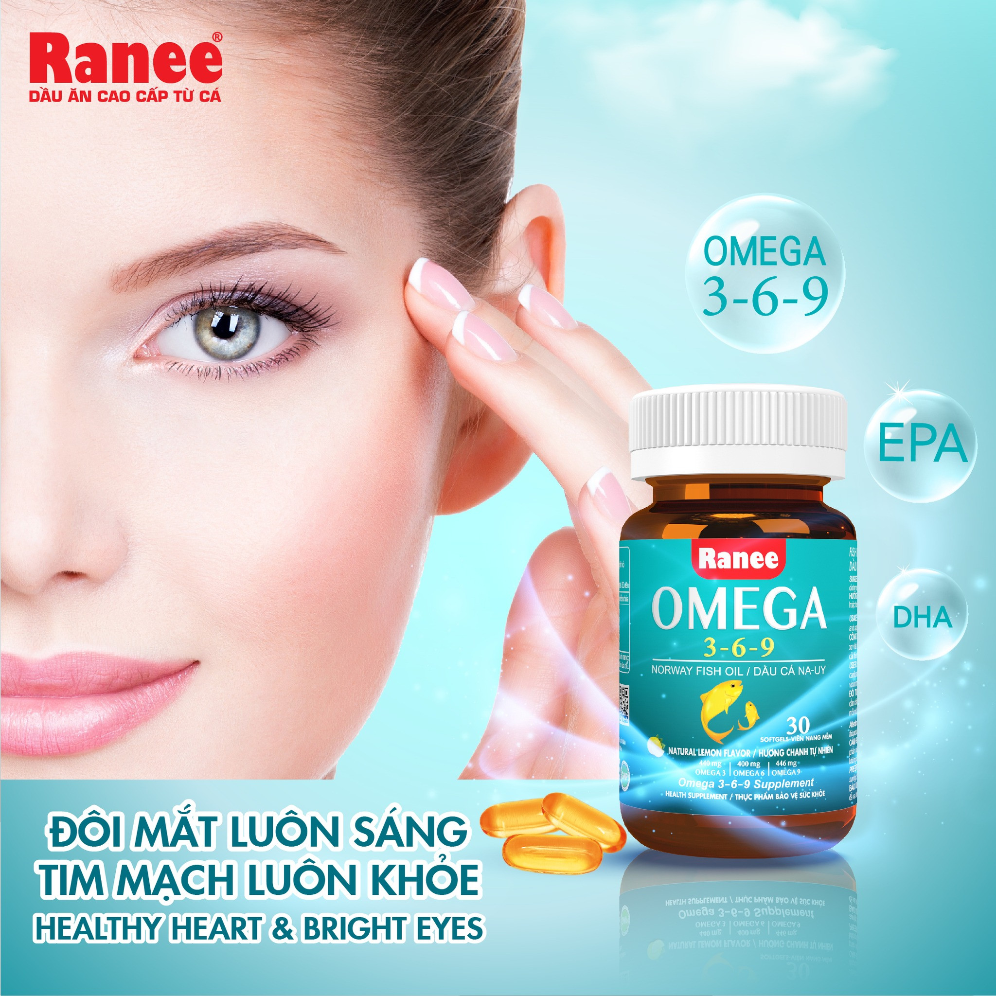 Viên Nang Ranee Omega 3,6,9 (Hộp 30 viên) - khỏe tim, sáng mắt