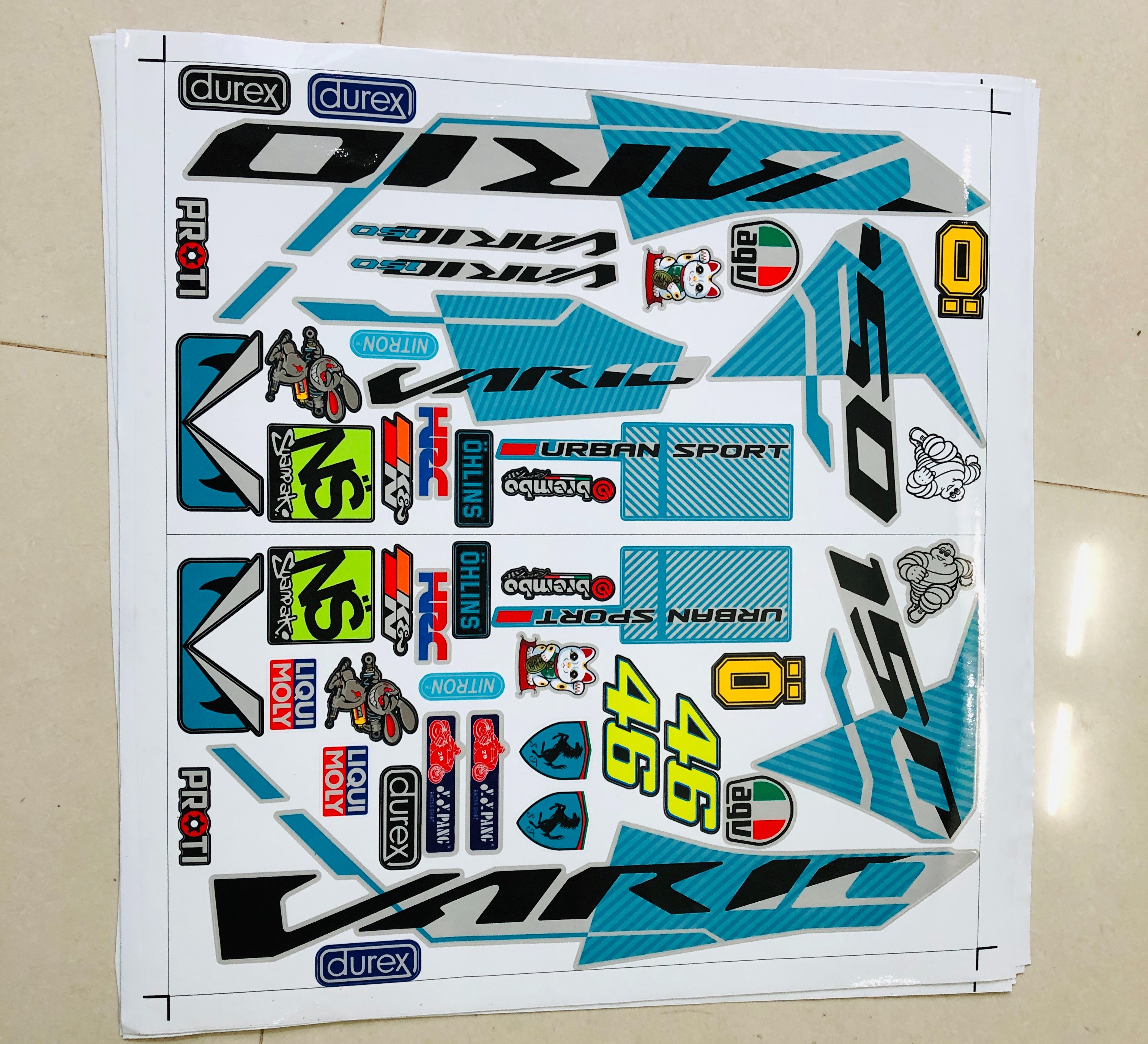 Tem rời vario 150 malay dán xe bạc