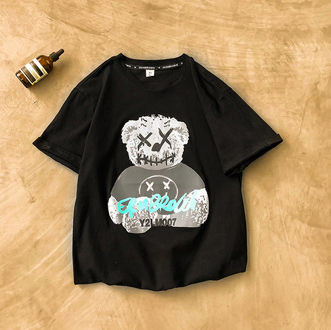 [ Voucher Giảm 50% ] Áo T-shirt Nam Chất Thun Dáng Tay Ngắn Cổ Tròn In Họa Tiết Gấu Phối Chữ Y2LM007 Phong Cách Trẻ Trung Cá Tính Thời Trang Shiny Sunday MEN TOP 213