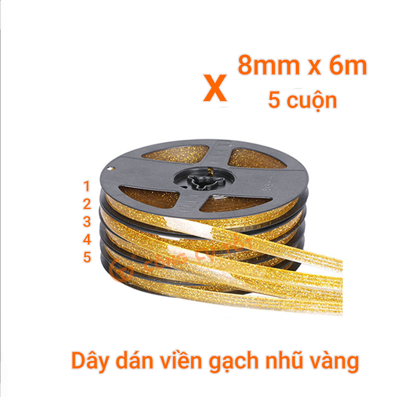 Cuộn chỉ dán viền gạch trang trí khổ 8mm, dài 6m